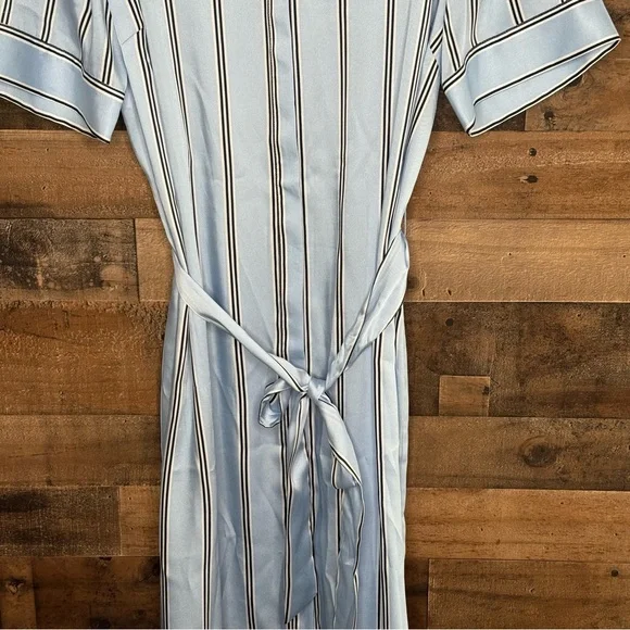 Alex Marie Blue and White Buttoned Midi Dress - Picture 3 of 9